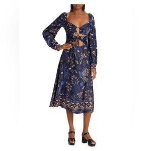 Farm Rio Macaw Forest Cutout Midi-Dress - XLarge